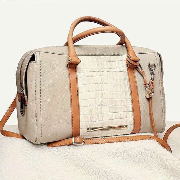Brahmin Handbags - Brahmin Crossbody Satchel Cross Grain Leather w Suede Interior